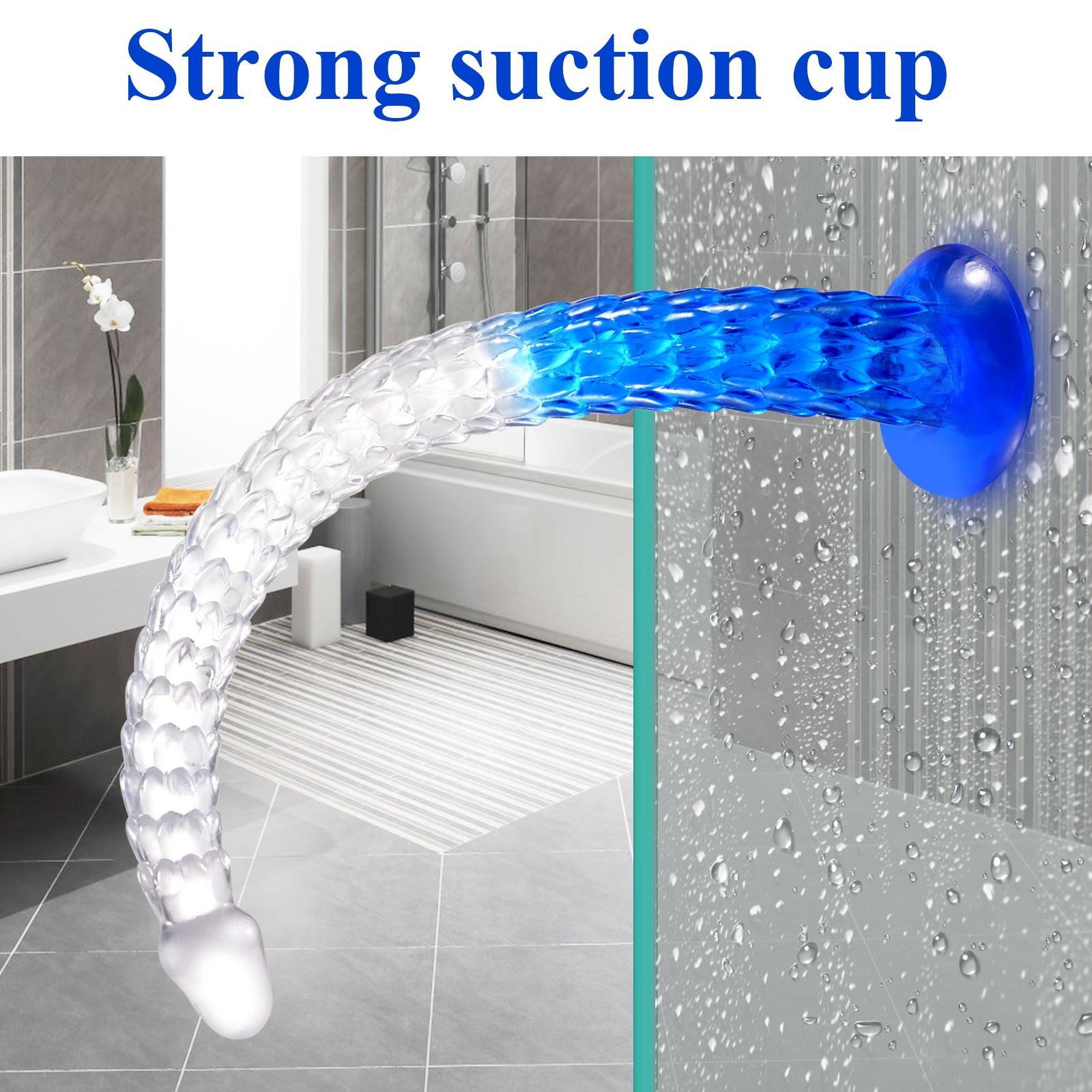 16-23inch Clear+Blue Super Long Dragonscale Anal Dildo Particles Strong Friction Butt Plug Sex Toy For Women Men Lesbian Couple