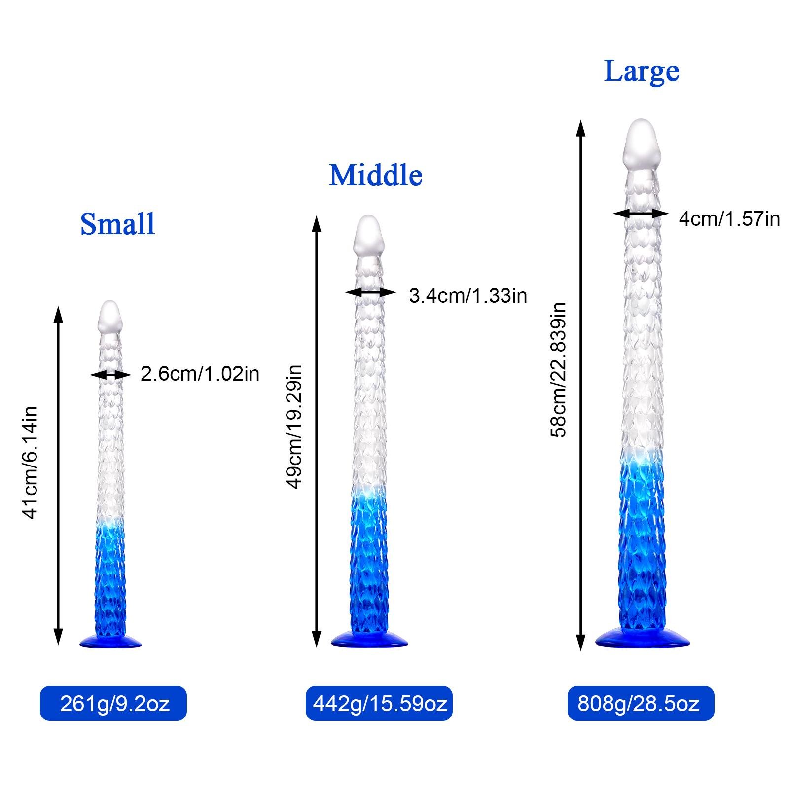 16-23inch Clear+Blue Super Long Dragonscale Anal Dildo Particles Strong Friction Butt Plug Sex Toy For Women Men Lesbian Couple