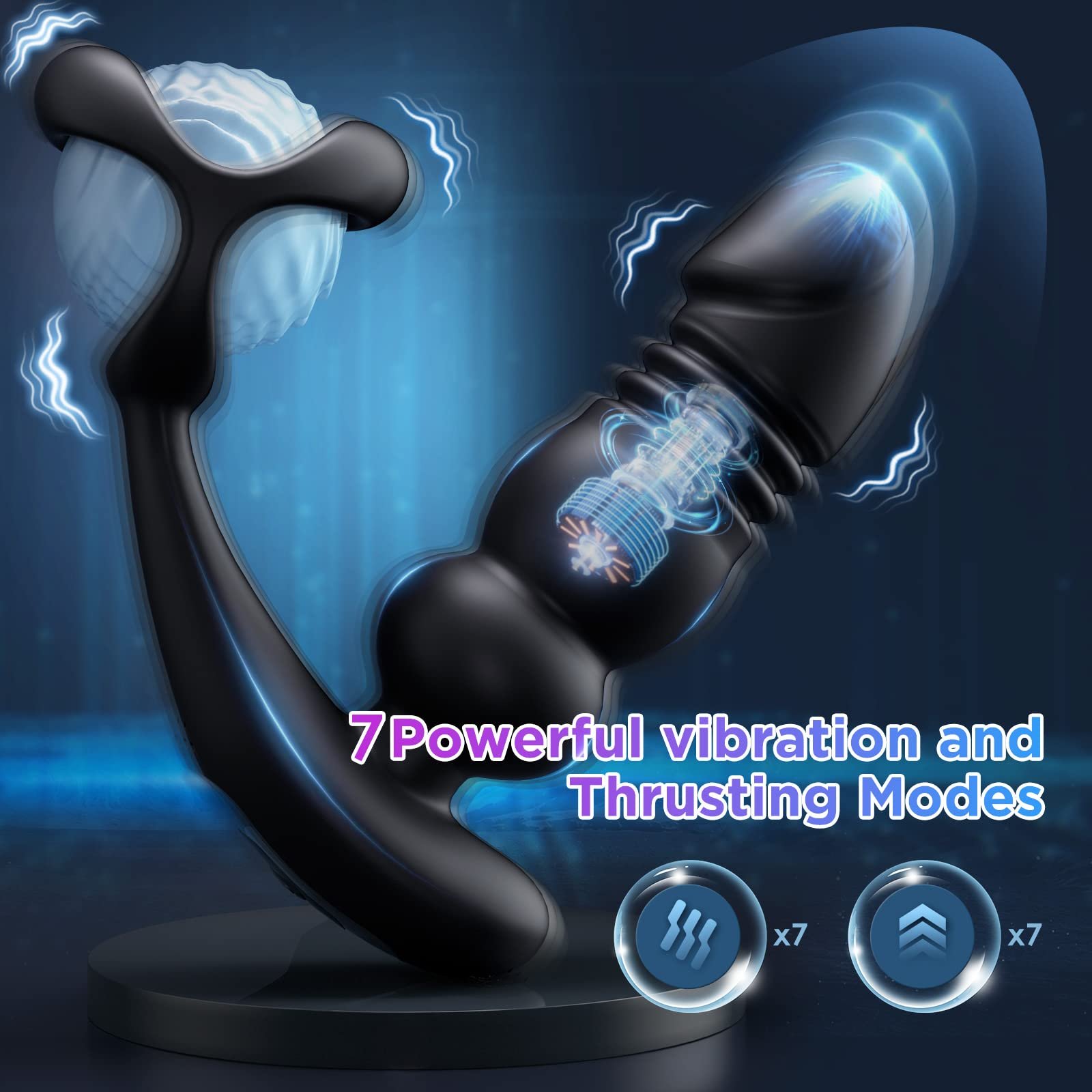 Remote Control Thrusting Anal Beads Dildo Vibrator P Spot G-Spot Masturbation Male Vibrating Prostate Massager with Cock Ring