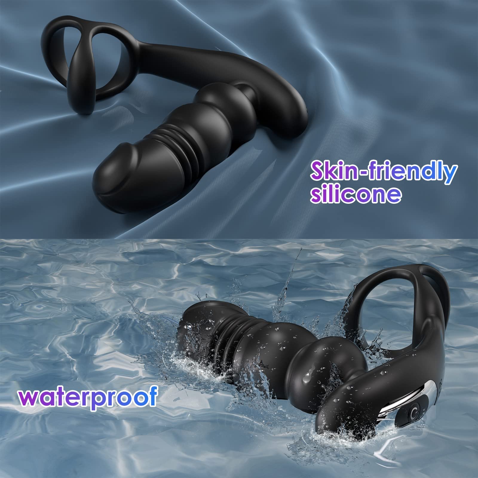 Remote Control Thrusting Anal Beads Dildo Vibrator P Spot G-Spot Masturbation Male Vibrating Prostate Massager with Cock Ring