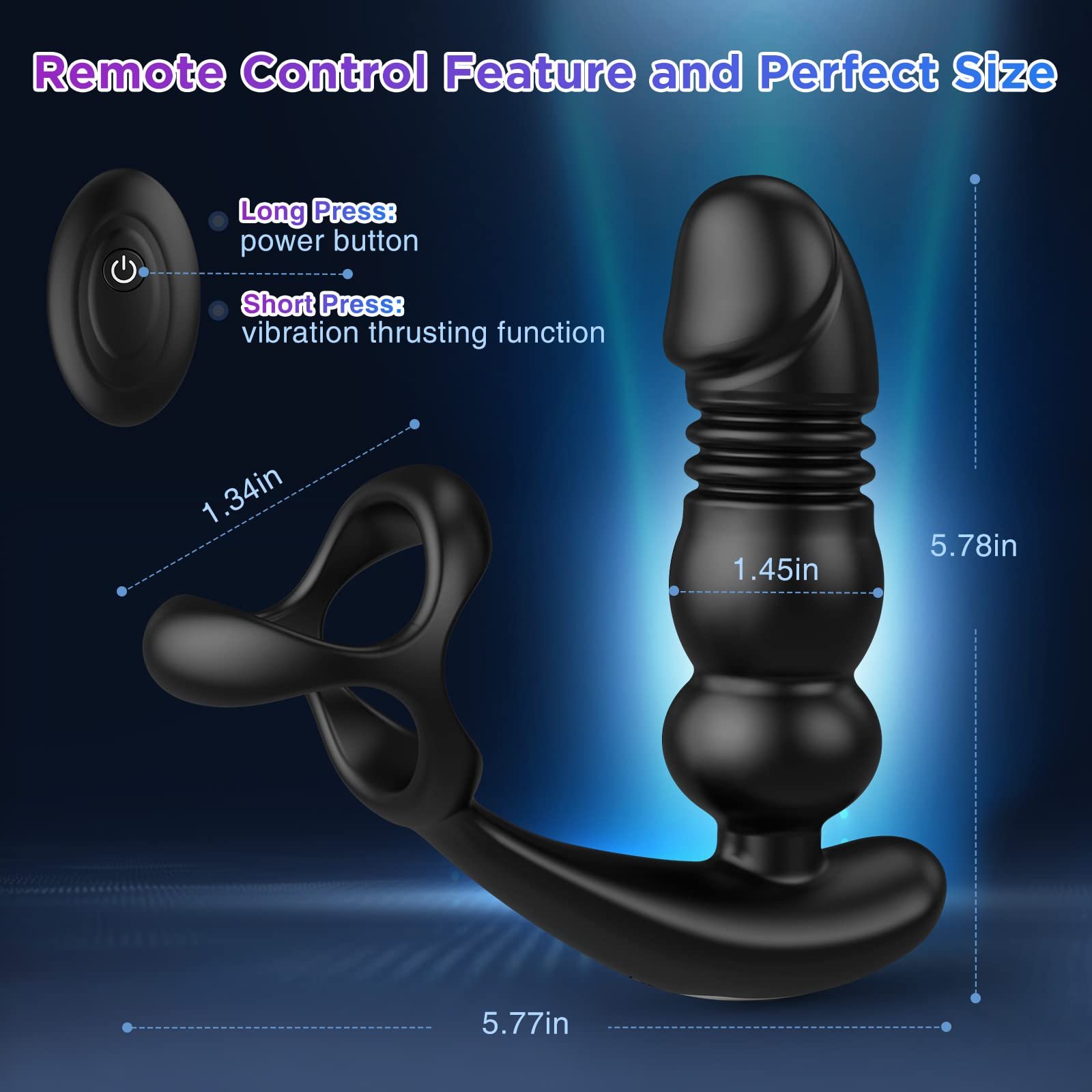 Remote Control Thrusting Anal Beads Dildo Vibrator P Spot G-Spot Masturbation Male Vibrating Prostate Massager with Cock Ring