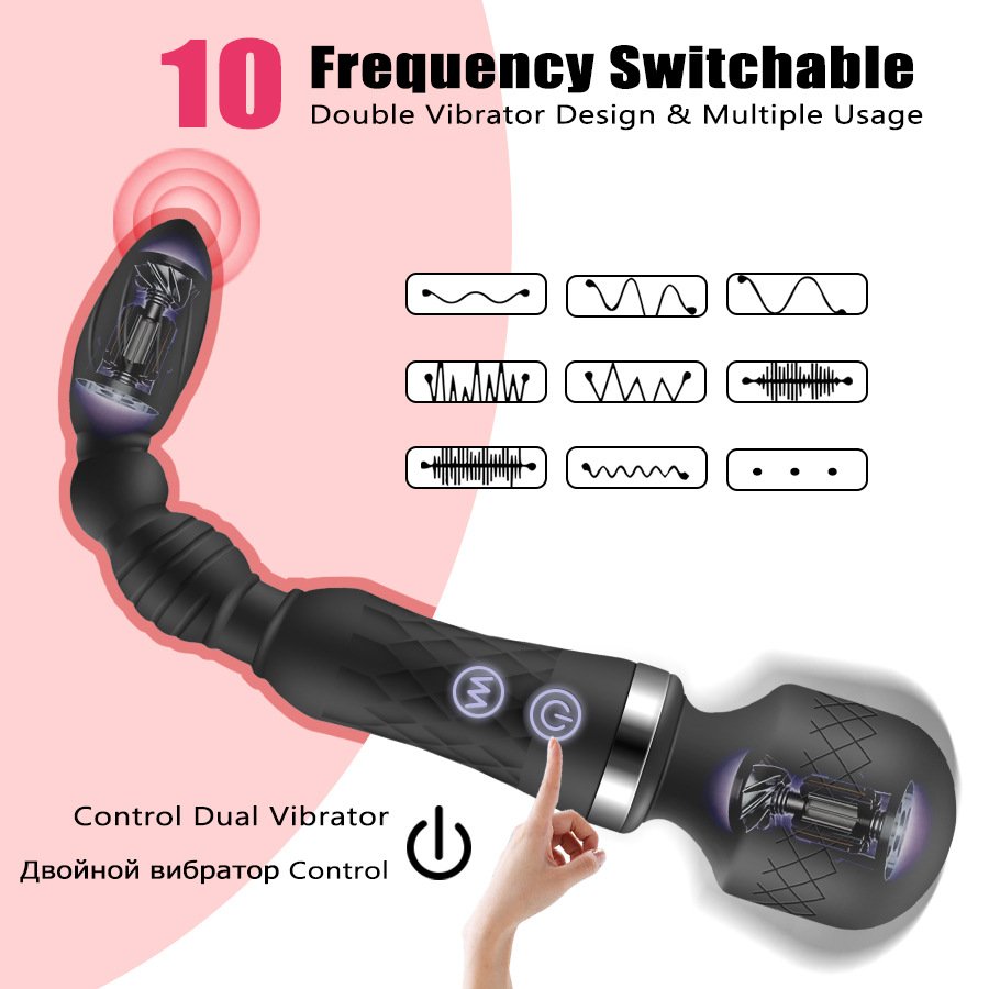 10 Vibration Double headed dildo vibrator sex toys for woman massage Wand Anal Beads Butt Plug Sex toys for Men Sex Products%