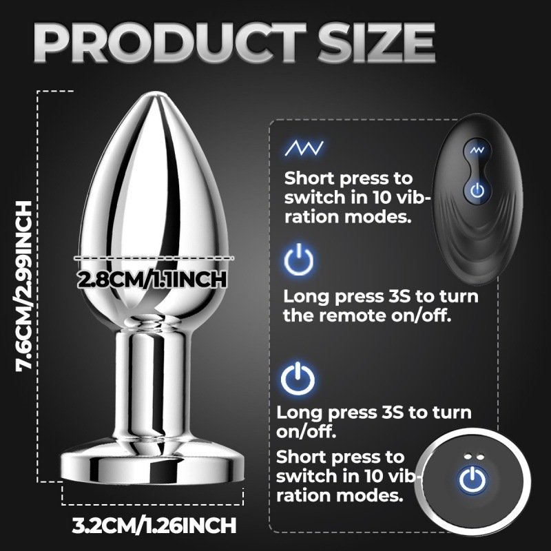 Hot Sales Metal Wireless Remote Control Anal Plug Masturbator Massager Anal Penis Vibrator Men's and women's Adult Sex Toys USB