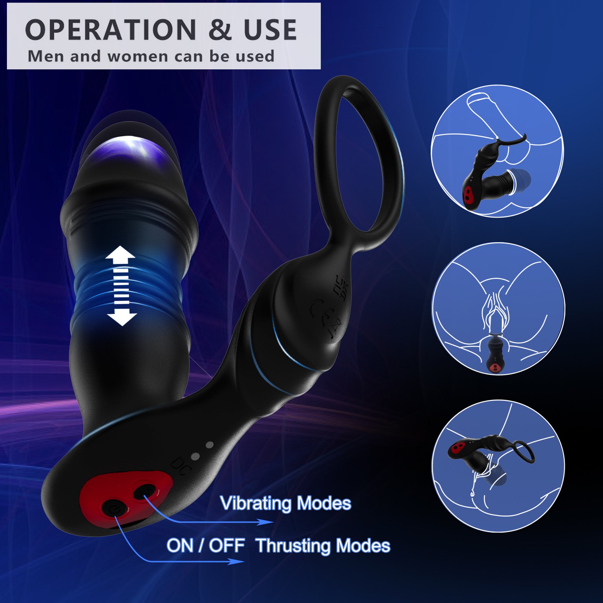 man masturbator Prostate stretching massager thrusting vibrating masturbation sex toy female retractable anal plug vibrator
