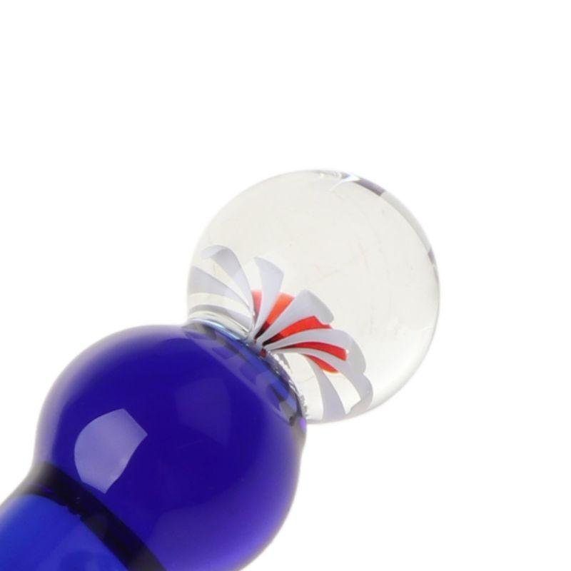 7.67 inch Crystal Glass Dildo Masturbation Stick Blue Crystal Penis Double Ended Glans G-Spot Glass Dildo Anal Bead Plug Sex Toy