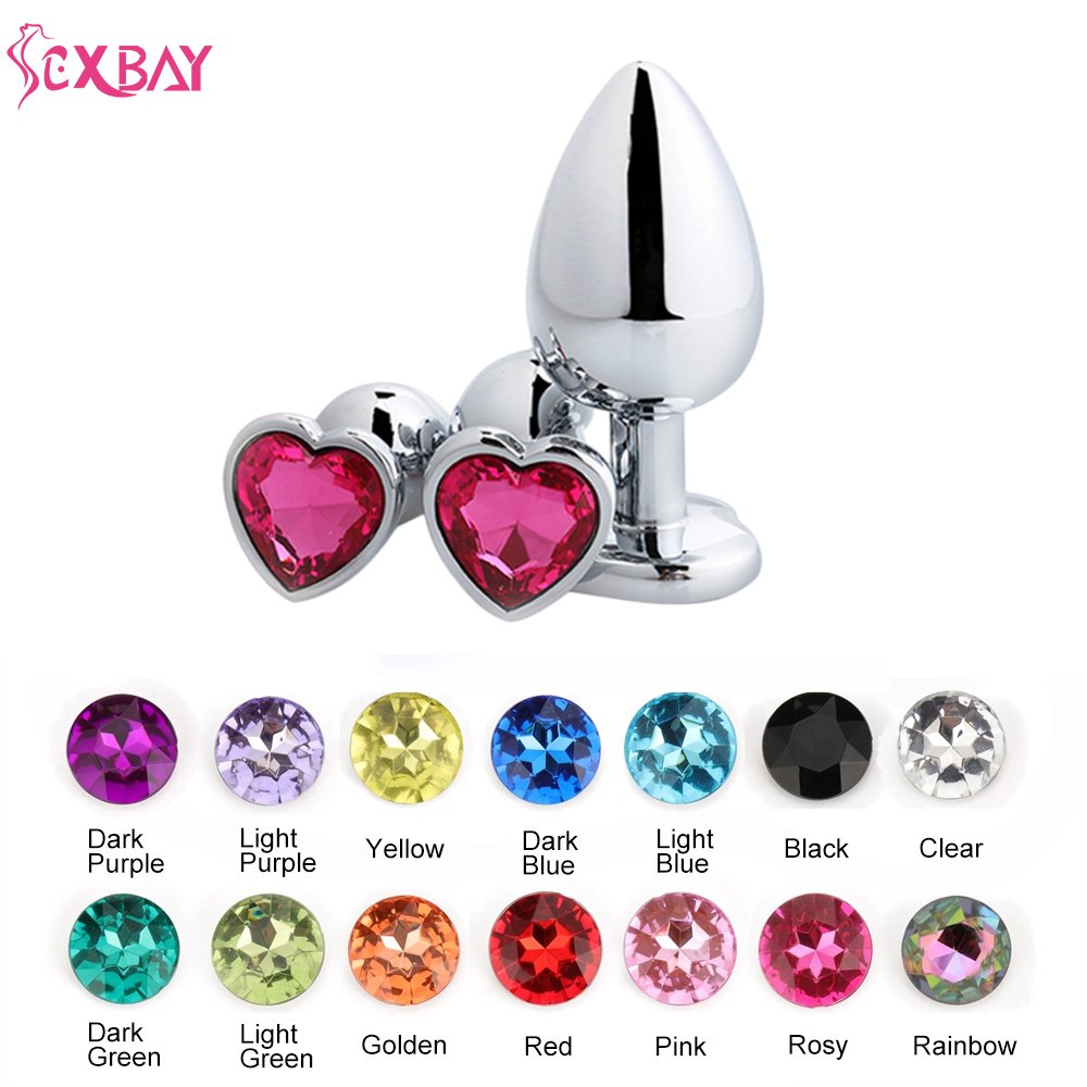 Sexbay 2024 New anal plug set heart-shaped rhinestone 3 size metal butt plug anal sex toy for women and men