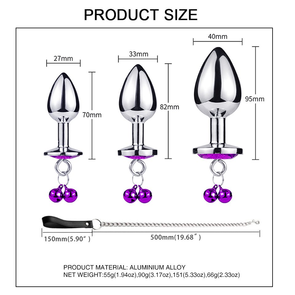 Bells Adult Toys Metal Butt Plug with Leash Aluminium Alloy Anal Sex Toys for Men and Women Juguetes Sexuales