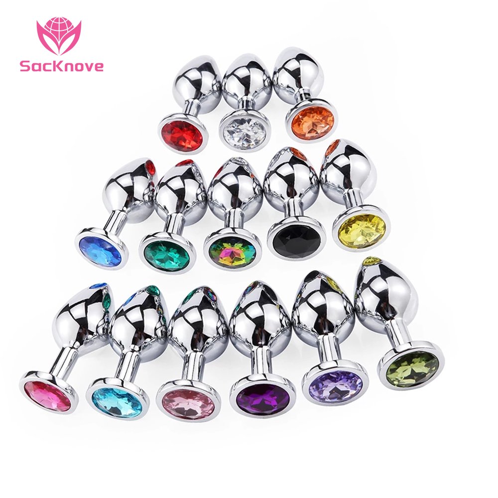 3 Sizes Multicolor Adult Product Jewelry Stainless Steel Heart Diamond Vagina Metal Sex Toys Anal Butt Plug For Women Men Couple