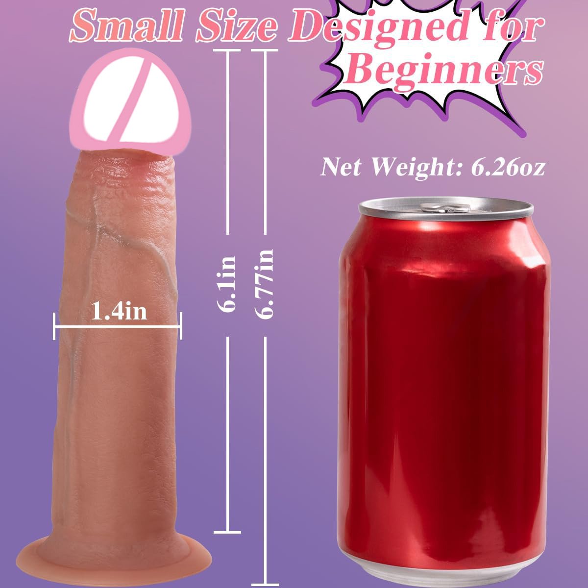 7.9 Inch Soft Silicone Dildo with Strong Suction Cup & Soft Head Strap Realistic Sex Toy for Women