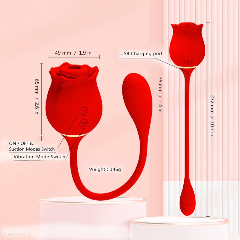 2 in 1 Rose Clitoral Sucking Love Egg Thrusting Vibrator Rose Sex Toy Suction Stimulator Vibrating Adult Sex Toys for Women