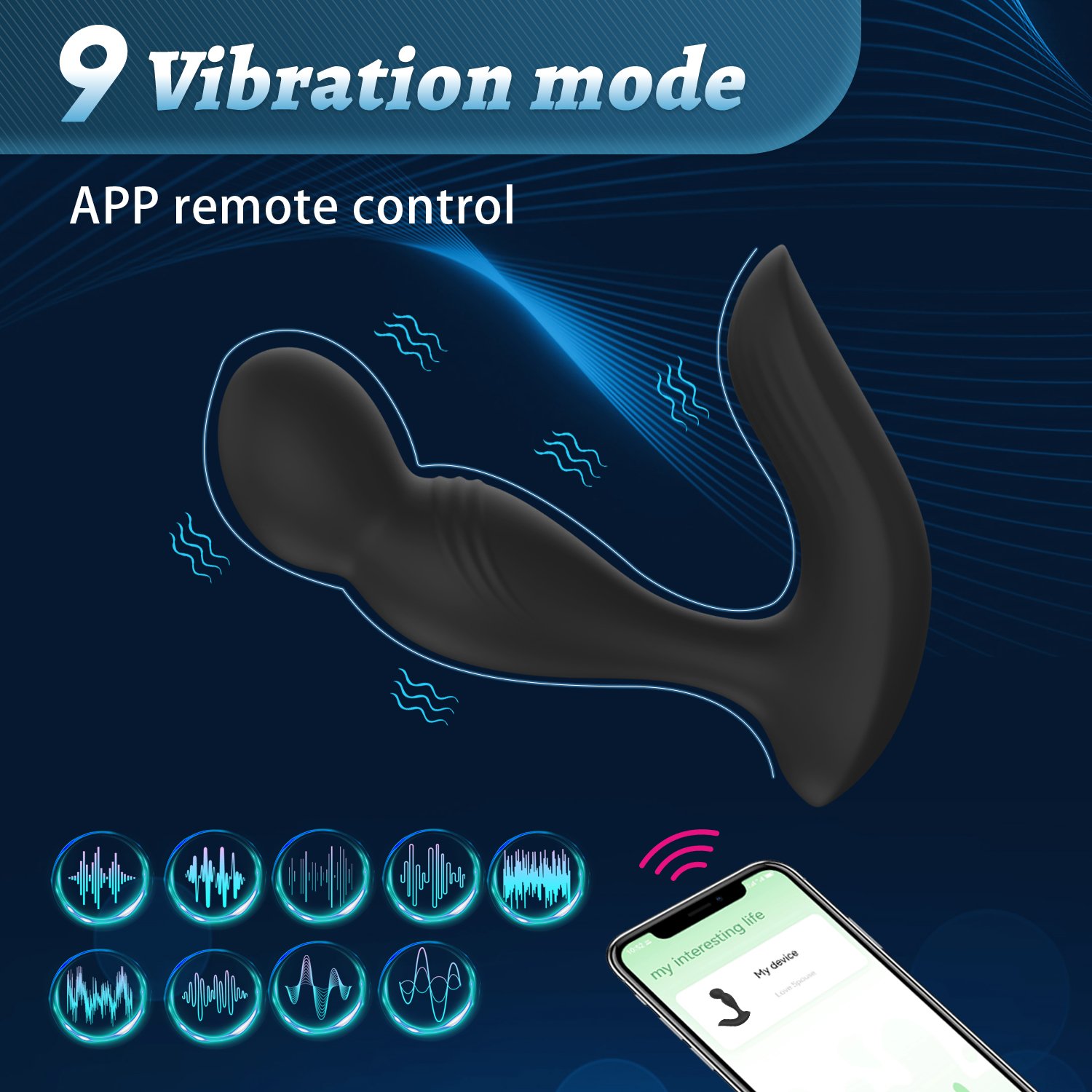 Wholesale App Control Male Prostate Massager 10 Modes Vibrating Anal Butt Plug Ring Vibrator for Men Sex Toys