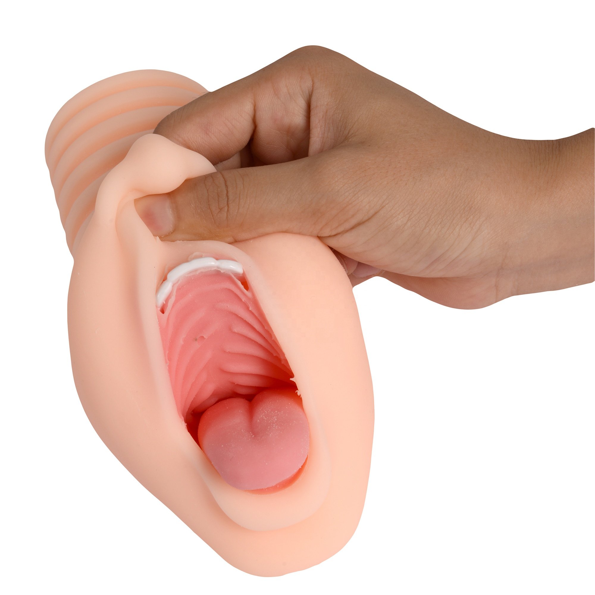 XISE Masturbation cup realistic mouth with teeth and tongue blowing work oral sex toy pocket vagina vagina man