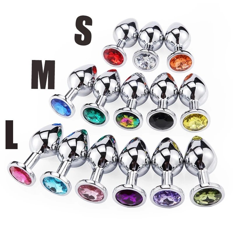 Cheap Adult Sex Toys Metal 3 Pieces Set Vagina Butt Stimulator Stainless Steel Expand Jeweled Anal Plug For Women