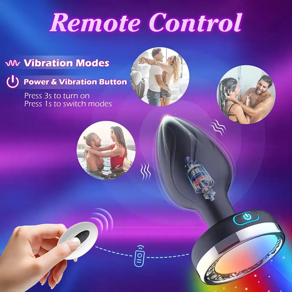 Led Flashing Remote Control Vibrating Anal Sex Toy Male Prostate Massager Silicone Anal Plug Butt Plug Anal Vibrator For Men