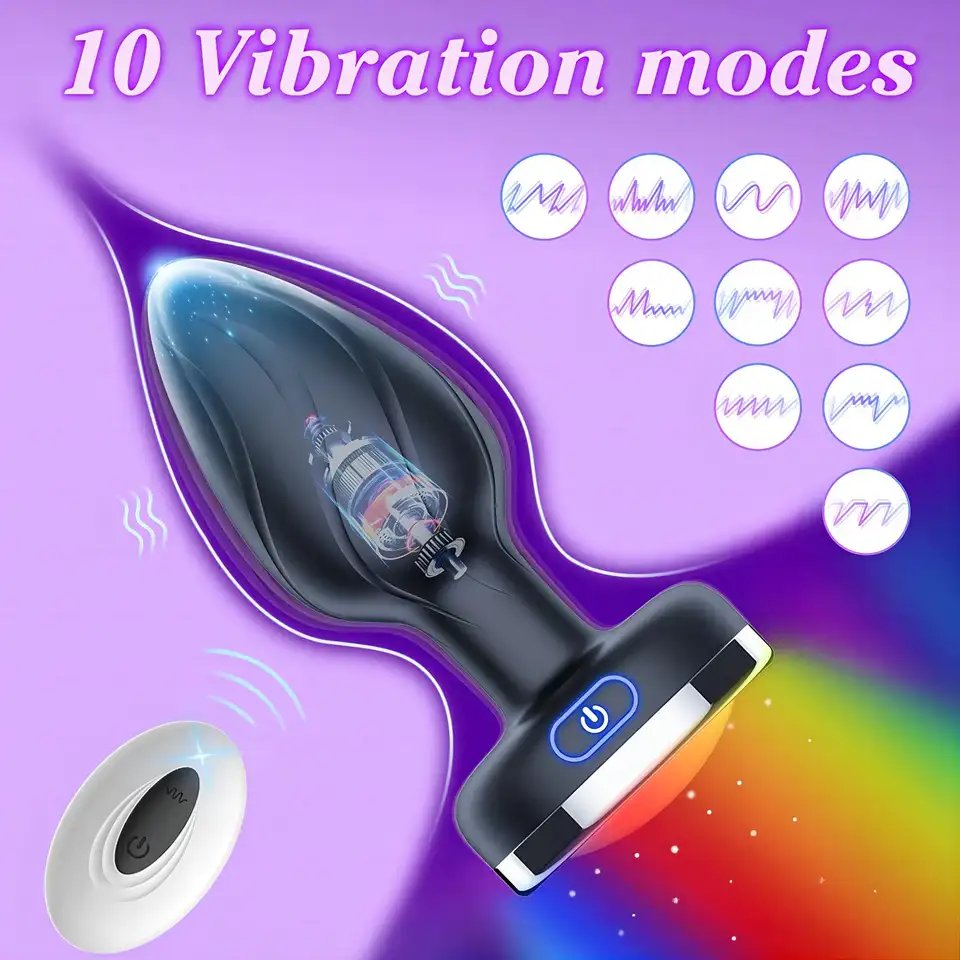 Led Flashing Remote Control Vibrating Anal Sex Toy Male Prostate Massager Silicone Anal Plug Butt Plug Anal Vibrator For Men