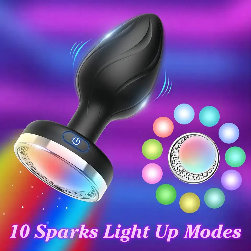Led Flashing Remote Control Vibrating Anal Sex Toy Male Prostate Massager Silicone Anal Plug Butt Plug Anal Vibrator For Men