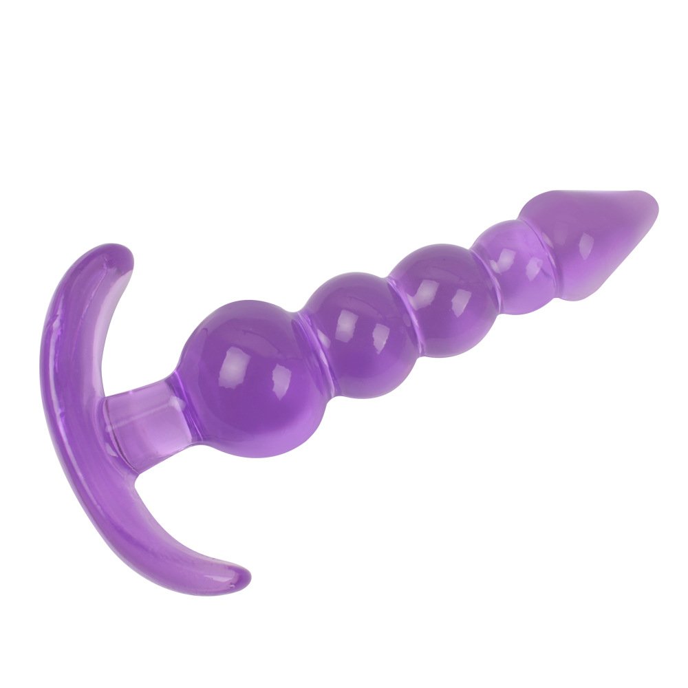 Female anal plugs g spot orgasm anal posterior transparent full silicone five beads adult masturbation erotic sex toys