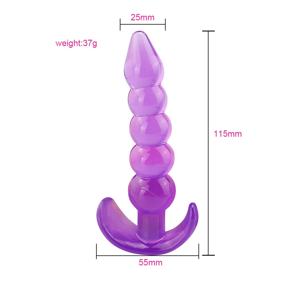 Female anal plugs g spot orgasm anal posterior transparent full silicone five beads adult masturbation erotic sex toys