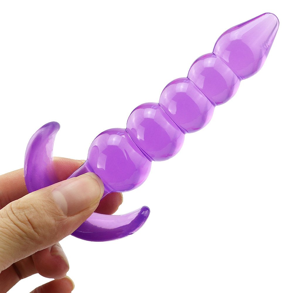 Female anal plugs g spot orgasm anal posterior transparent full silicone five beads adult masturbation erotic sex toys