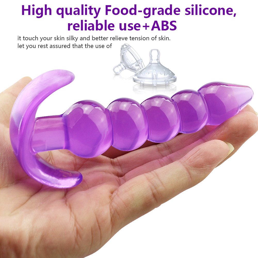 Female anal plugs g spot orgasm anal posterior transparent full silicone five beads adult masturbation erotic sex toys