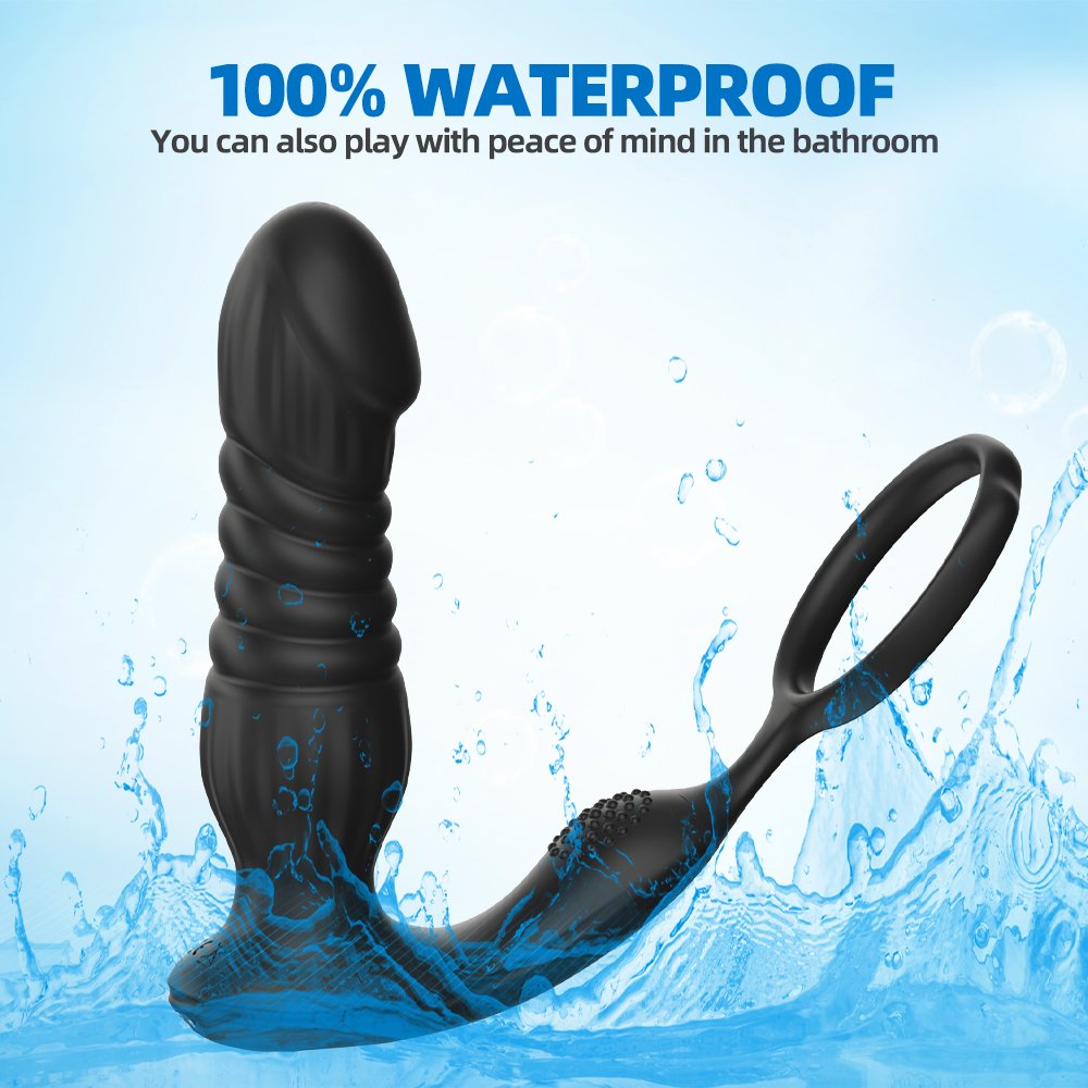 Male Thrusting Vibrator Prostate Massager For Men Gay Penis Ring Butt Plug Prostate Massage Stimulator Anal Sex Toy For Couples