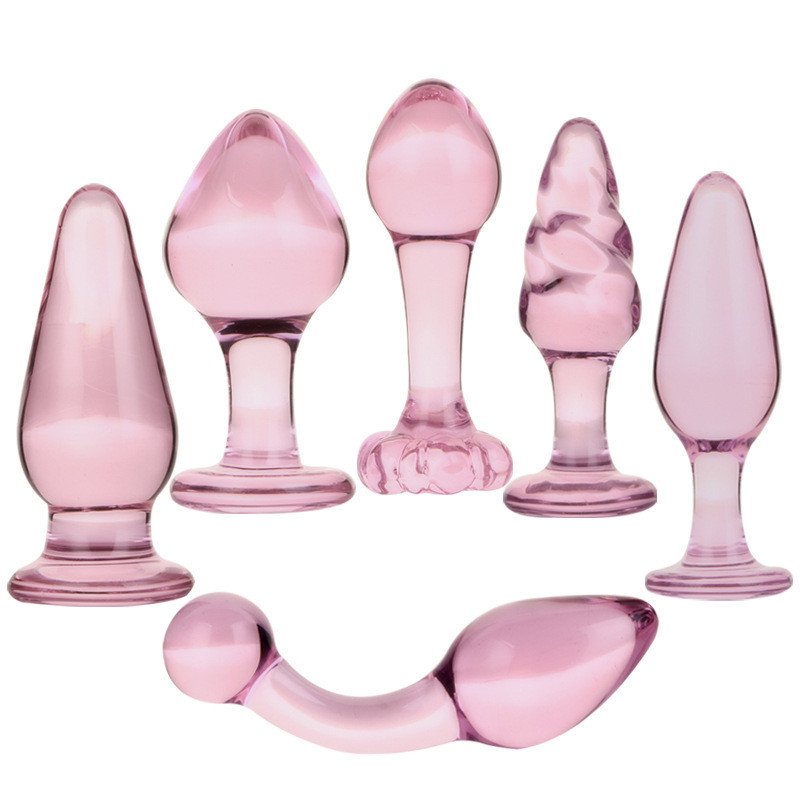 3 Size Pink Glass Anal Plug Sex Toy for Men and Women Anal Adult Sex Toys
