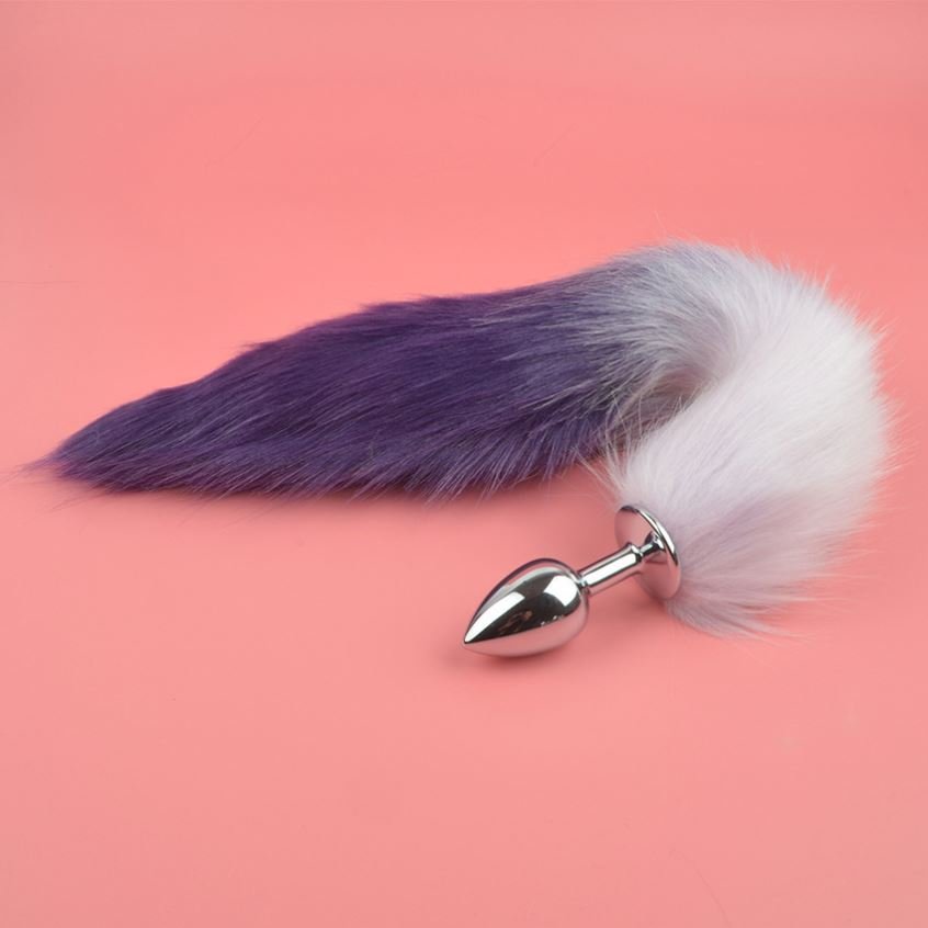 Gradual Color Artificial Tail Hair Sex Toy Anal Stimulation Simulation Fur Fox Tail Anal Plug
