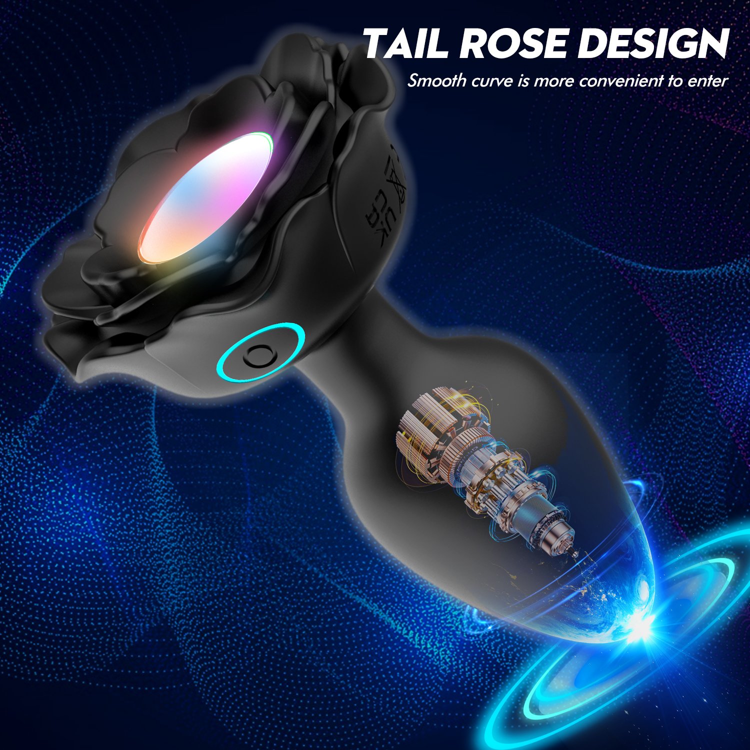 Aizhilian Remote Control Rose Vibrator LED Anal Plug Sex Toys with 10 Frequency Vibration Silicone Light Up Anal Plug