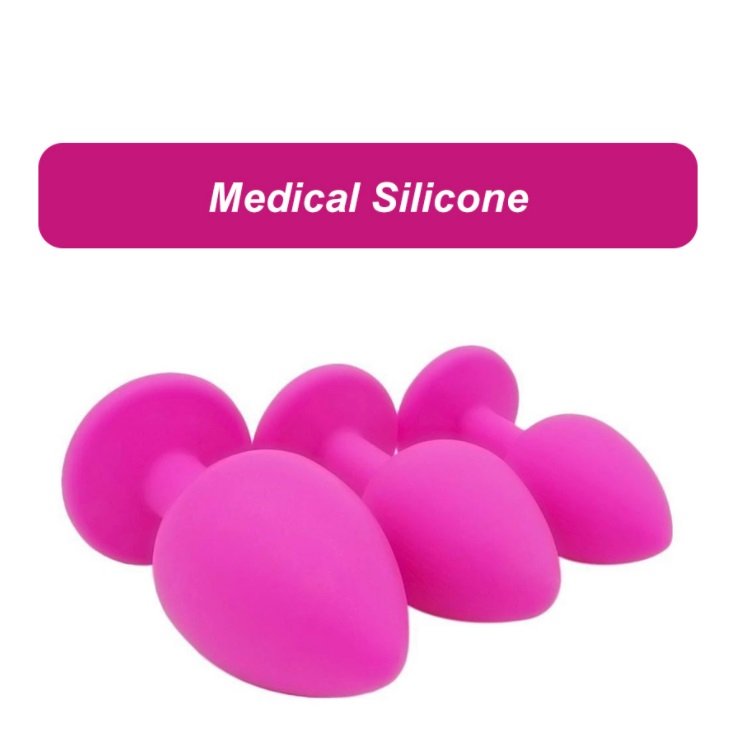 Silicone Anal Plug Soft Anal Vagina Butt Plug with Removable Rhinestone Sex Toy for Adult