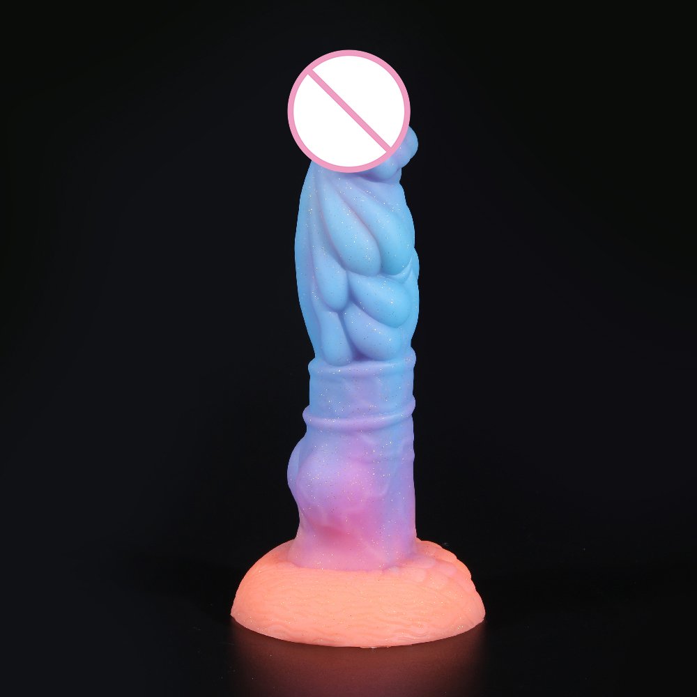 8.7 inch color Thick Silicone Anal Sex Toys Glow in Dark Dildo realista consoladores para mujeres grandes with Suction Cup