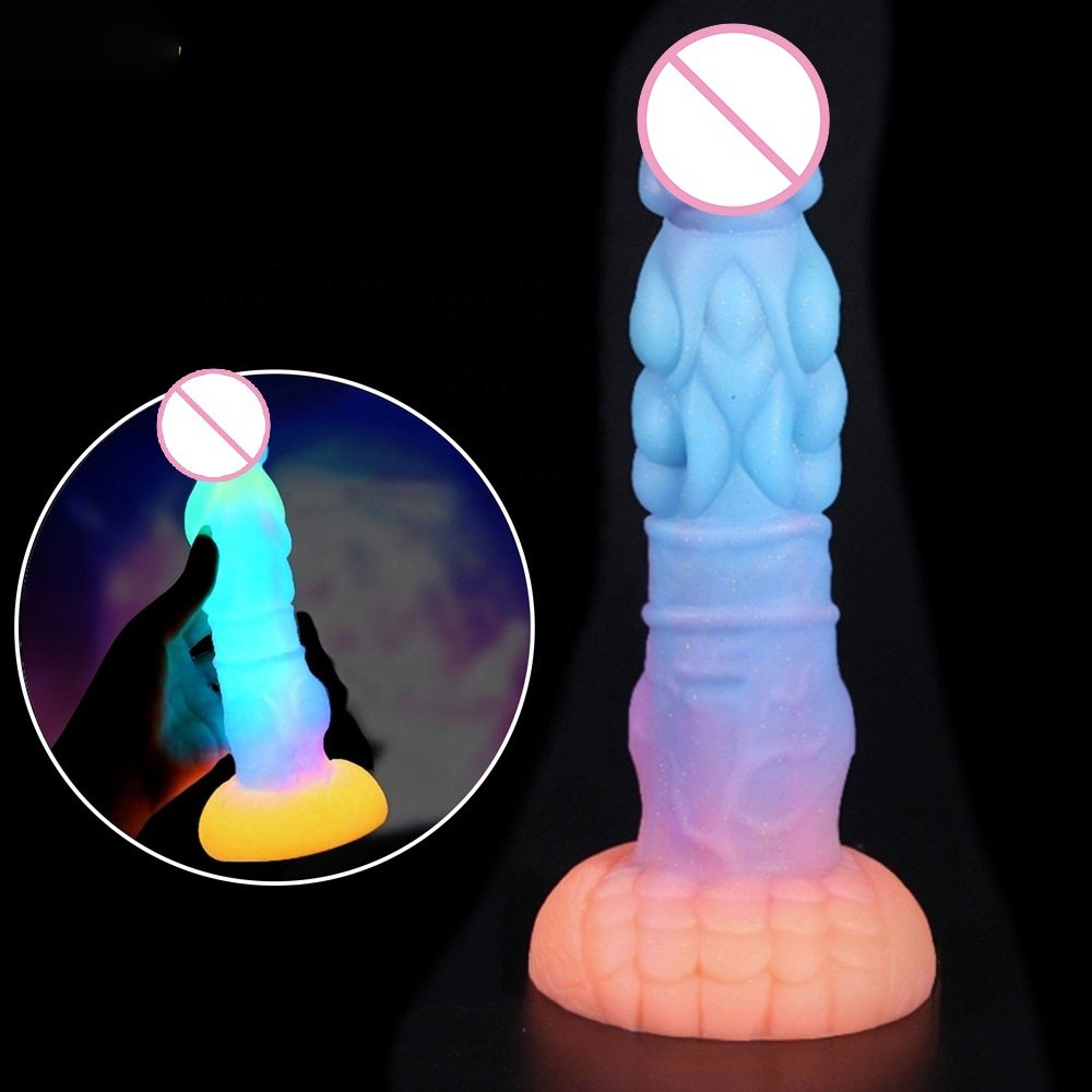 8.7 inch color Thick Silicone Anal Sex Toys Glow in Dark Dildo realista consoladores para mujeres grandes with Suction Cup