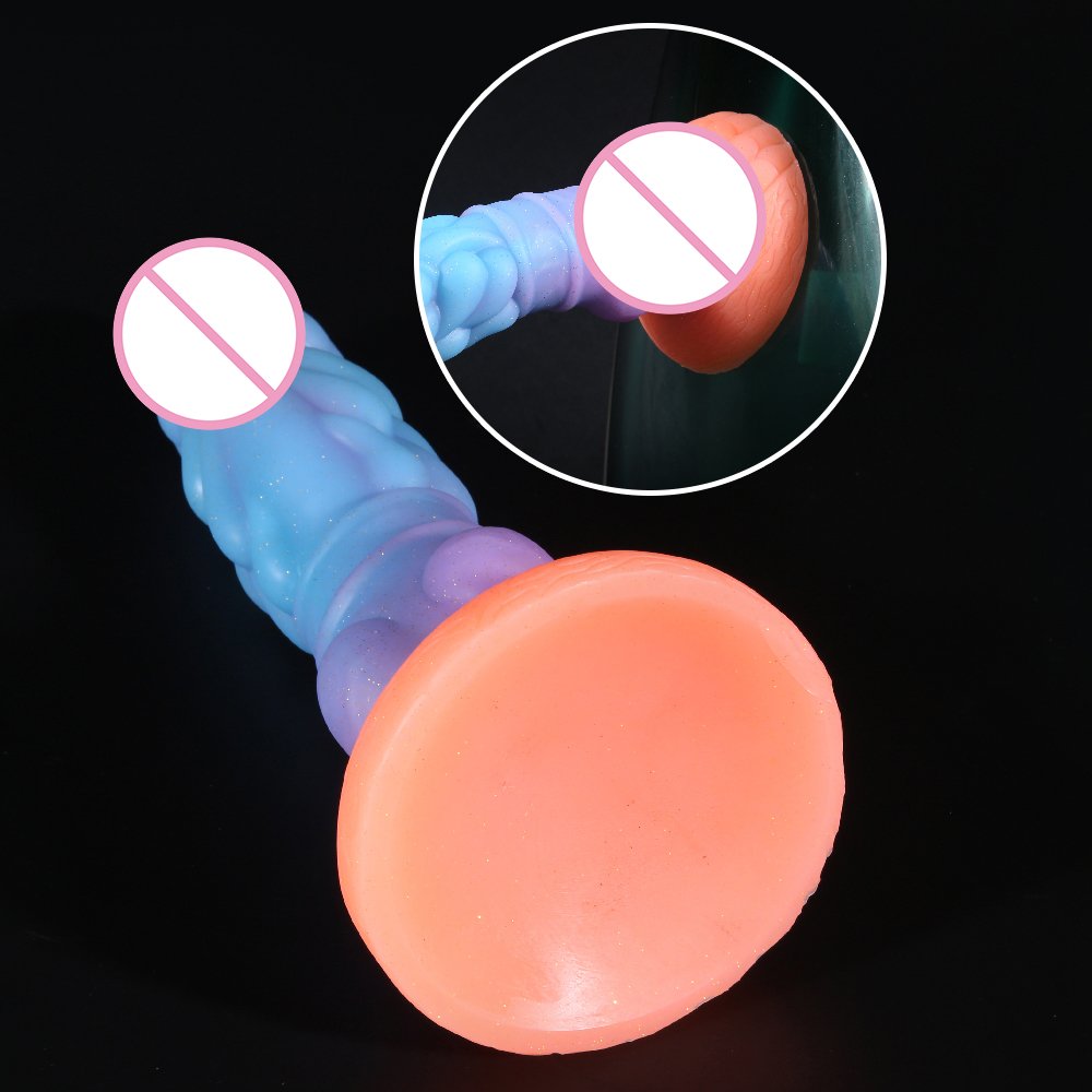 8.7 inch color Thick Silicone Anal Sex Toys Glow in Dark Dildo realista consoladores para mujeres grandes with Suction Cup