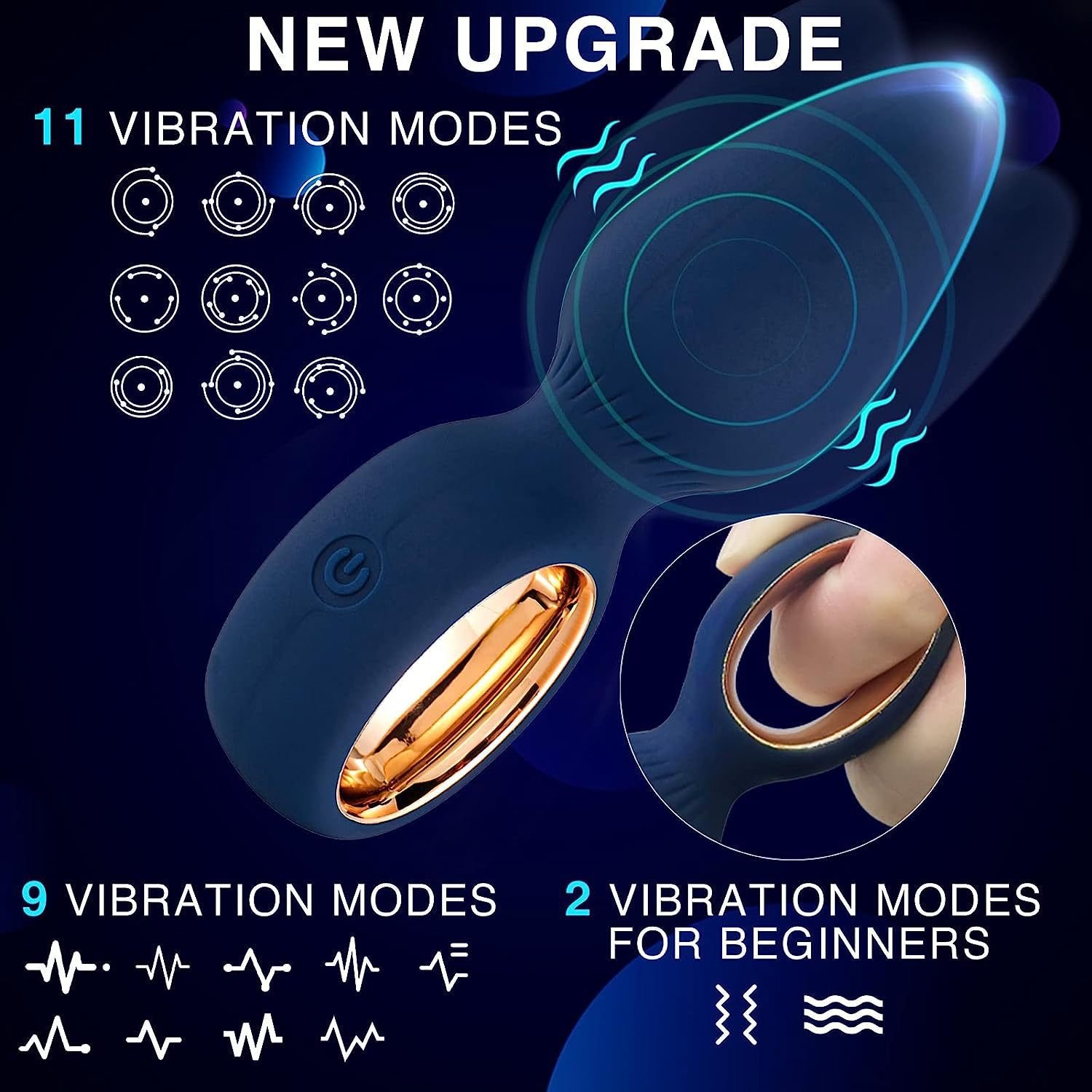 Sexfoxes OEM ODM 9 Vibration Modes Silicone Adult Couple Sex Toys Vibrating Butt Plug Anal Vaginal Plug for Women Men