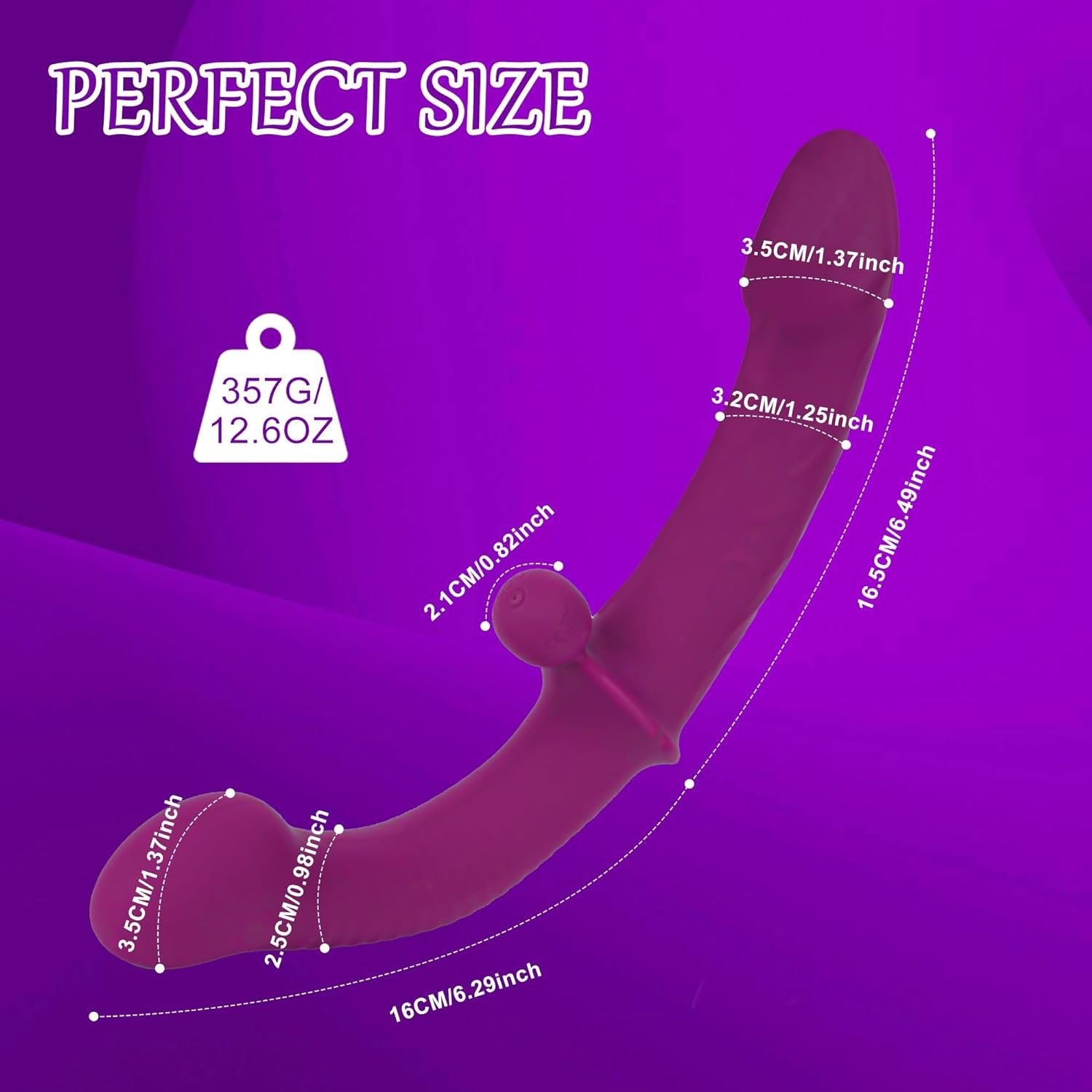 ZWFUN Vibrating Double Ended Dildo for Lesbian Sex Toy Soft Strapless G Spot Dildos 10 Vibration for Couple Anal Play Adult Toys