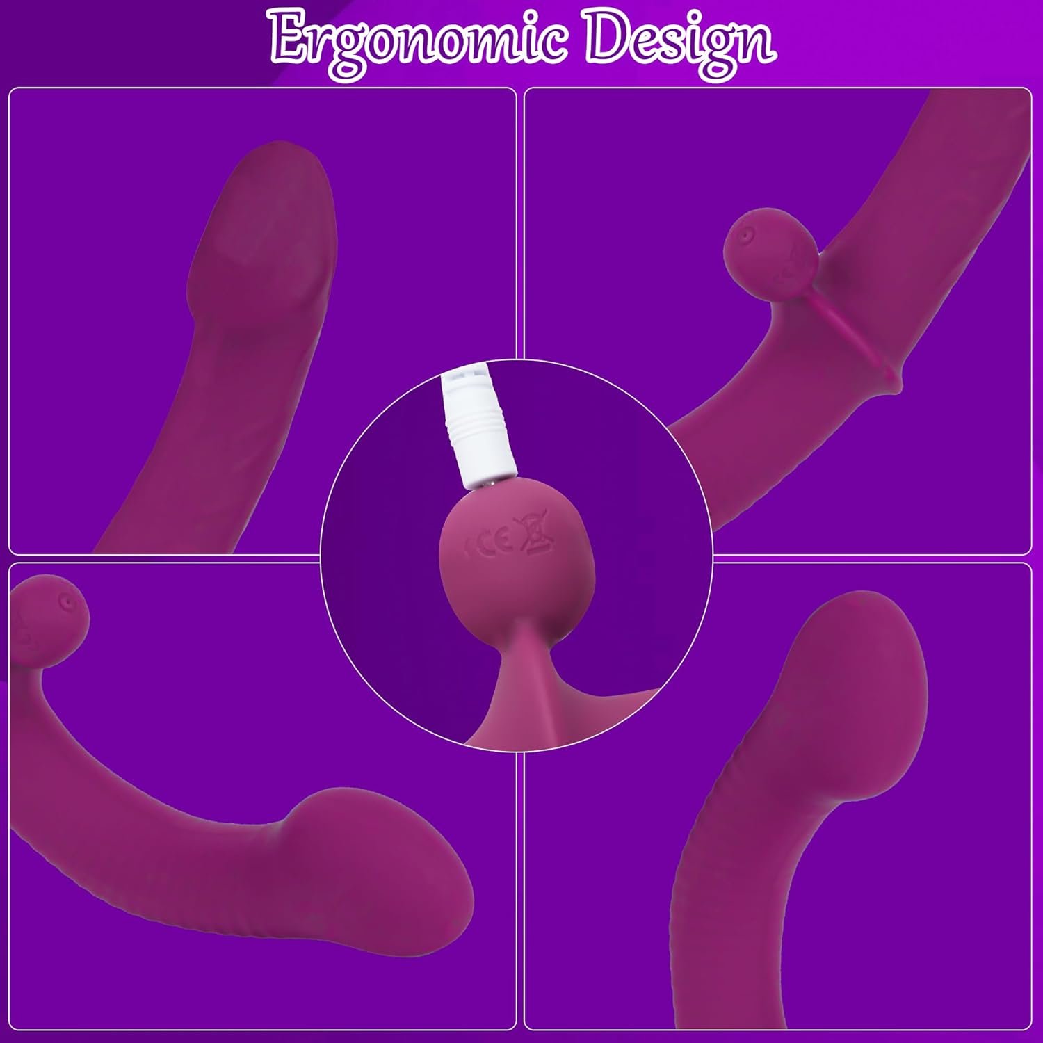 ZWFUN Vibrating Double Ended Dildo for Lesbian Sex Toy Soft Strapless G Spot Dildos 10 Vibration for Couple Anal Play Adult Toys