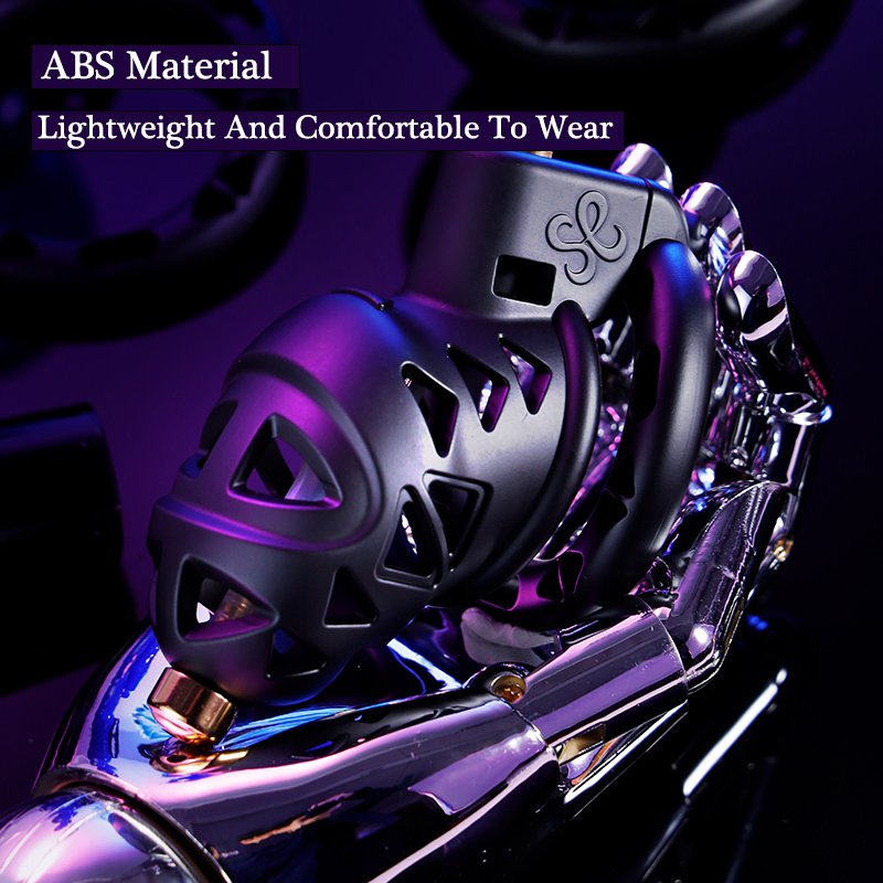 Waterproof ABS Rattlesnake Chastity Cage Belt 4 Size Ring Penis Lock Black Male Chastity Lock Anal Plug Sex Toys for Adults