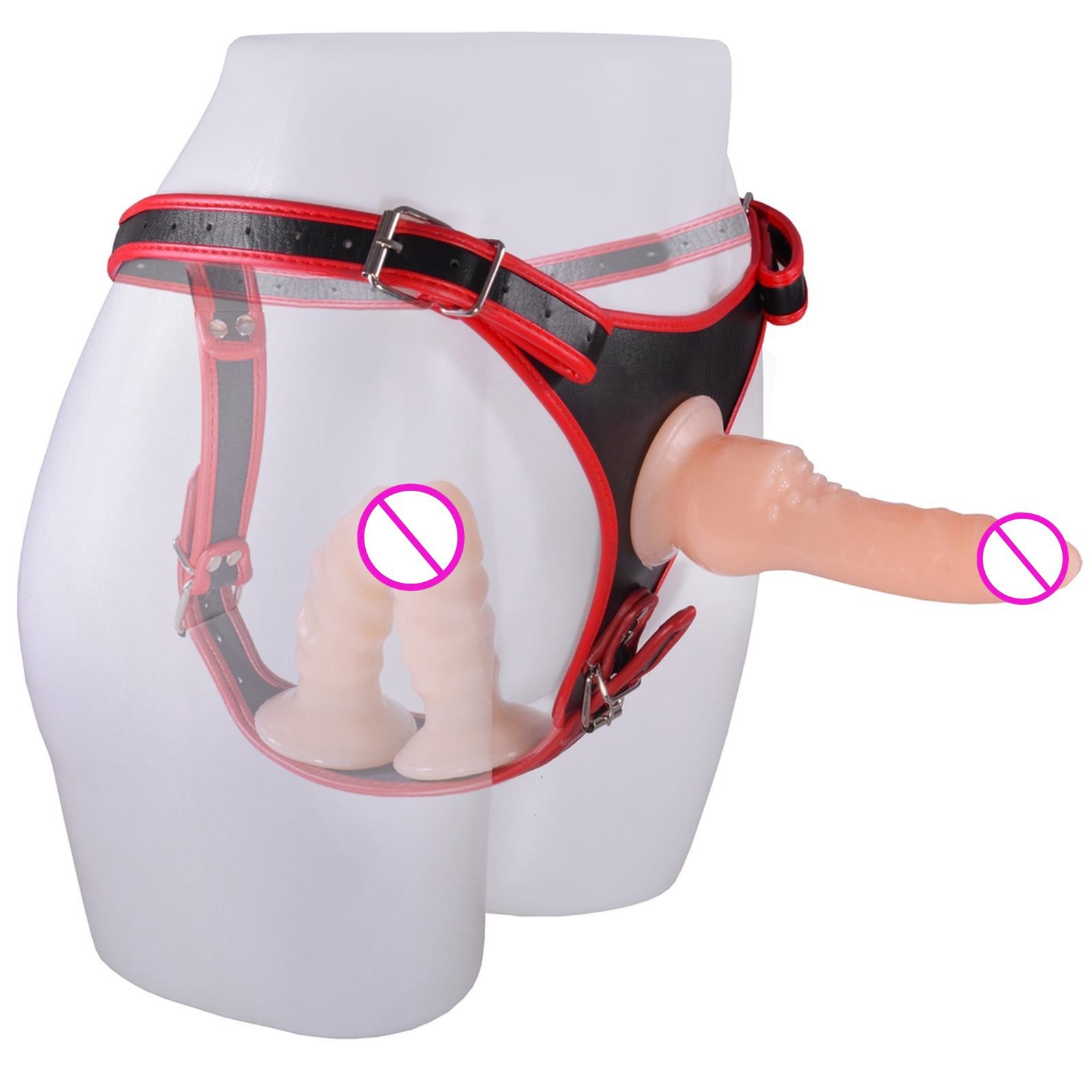 Bundled Three Head Strap On Dildo Wearable Harness Panties Removeable Lesbian Dildo Vagina +Anal Sex Toys For Women Lesbian