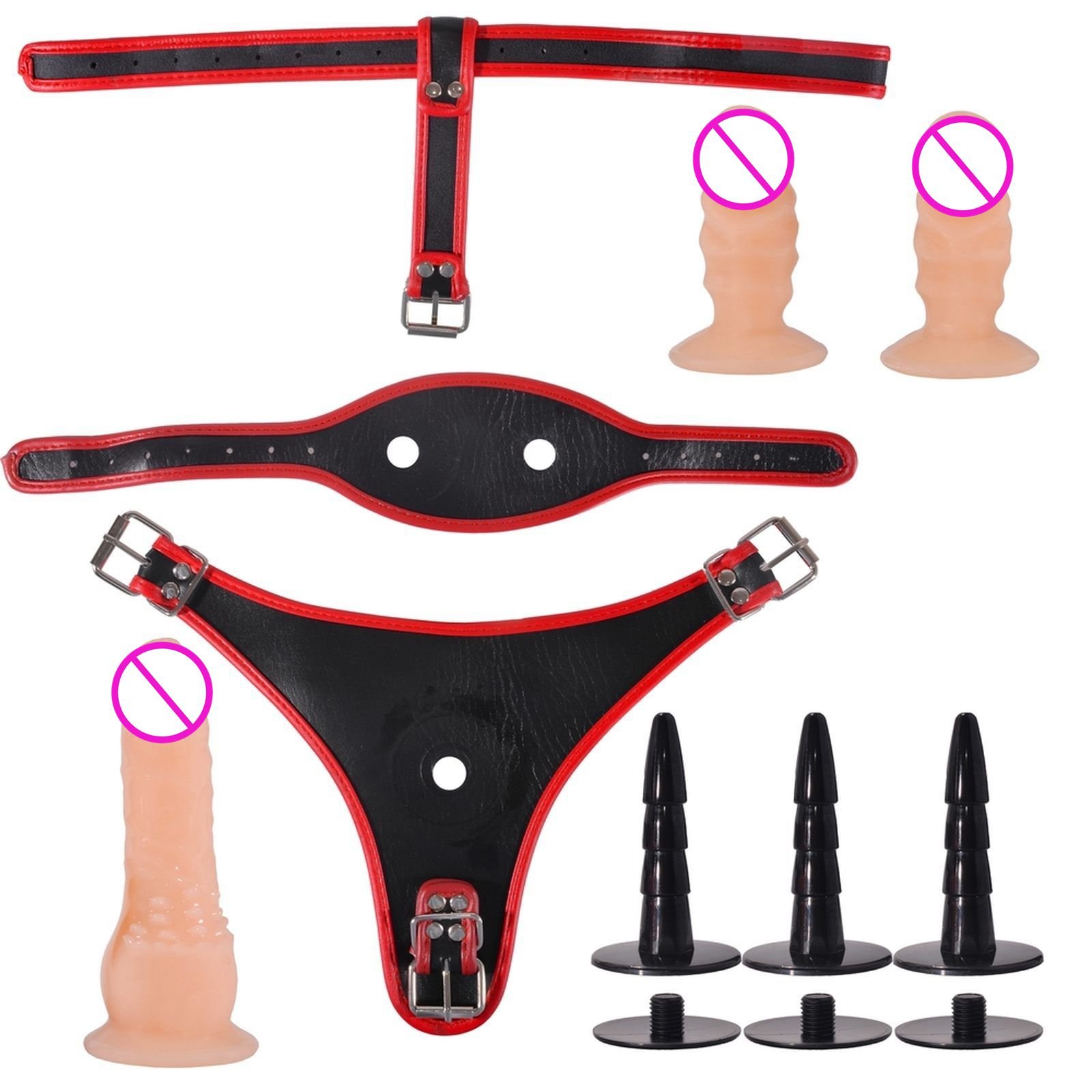 Bundled Three Head Strap On Dildo Wearable Harness Panties Removeable Lesbian Dildo Vagina +Anal Sex Toys For Women Lesbian