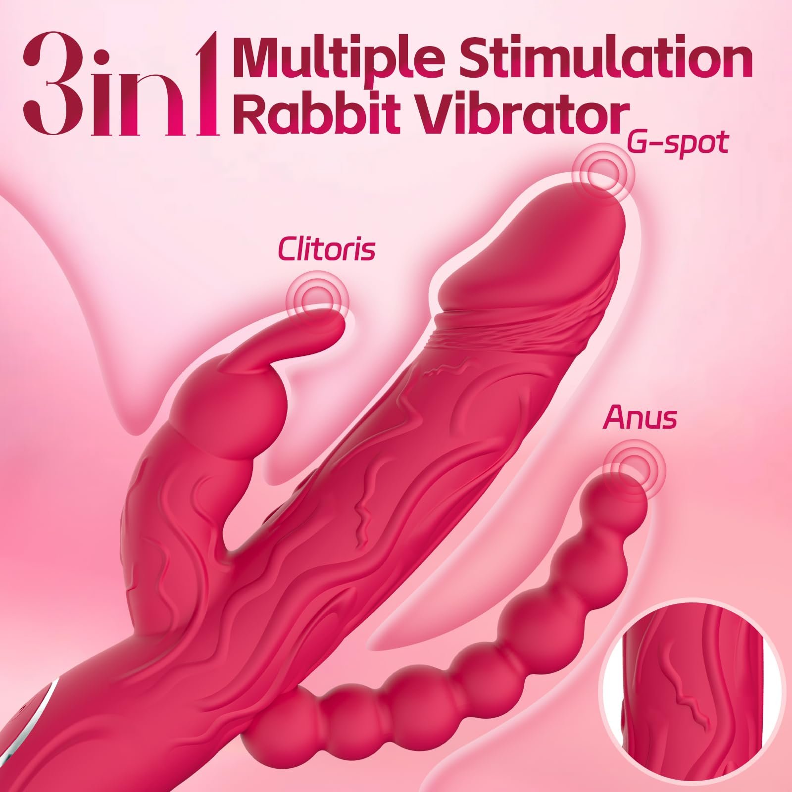 Double 10 Vibration Modes Vaginal Anal Beads Vibrator Clitoris Nipple Stimulator Massager Rabbit G Spot Dildo Vibrator for Women