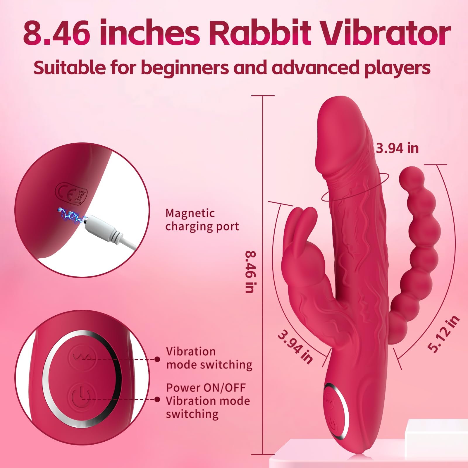 Double 10 Vibration Modes Vaginal Anal Beads Vibrator Clitoris Nipple Stimulator Massager Rabbit G Spot Dildo Vibrator for Women