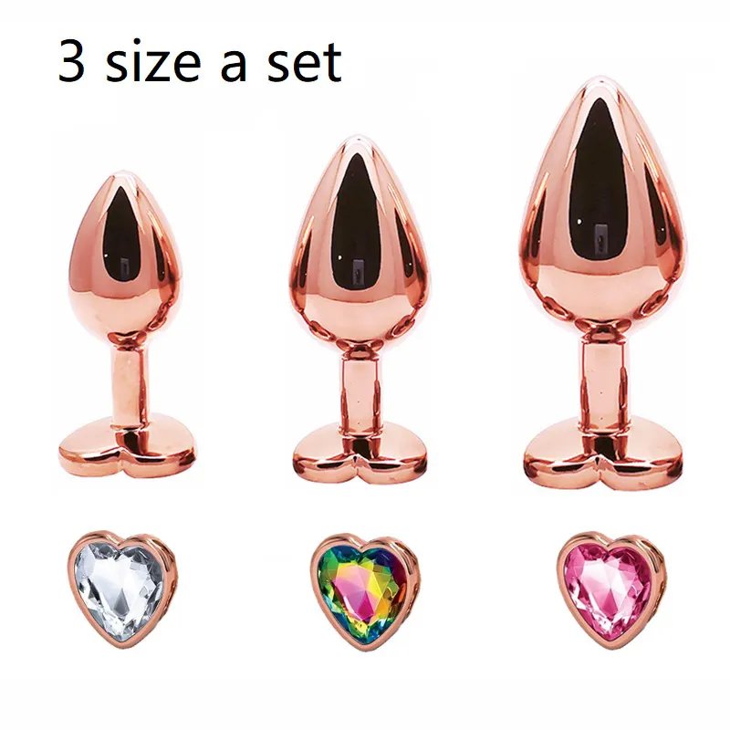 Anal Plugs Luxury Jewelry Training Set Stainless Steel Butt Plug Fetish Stimulation Sex Toys