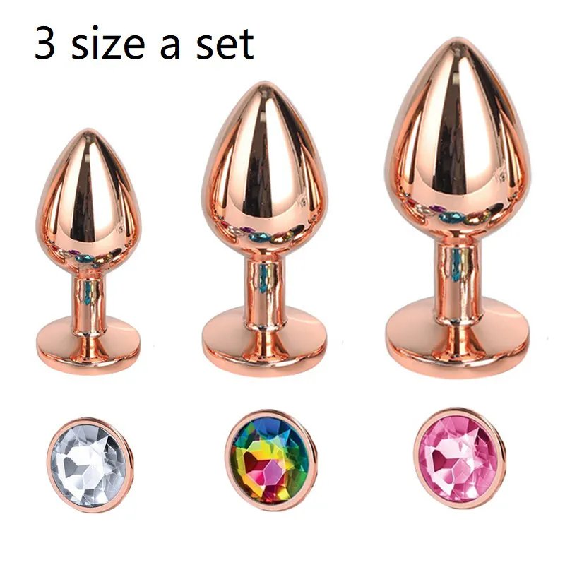 Anal Plugs Luxury Jewelry Training Set Stainless Steel Butt Plug Fetish Stimulation Sex Toys