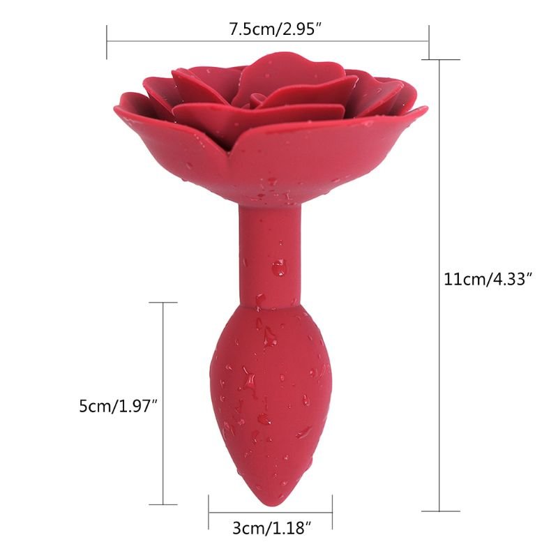 Rose Flower Shape Anal Plug Soft Silicone Butt Plug Red Black Pink Purple Rose Anal Sex Toys