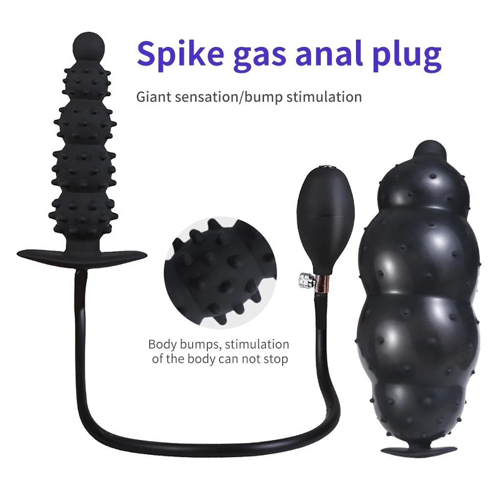 Inflatable 5-bead Separated Anal Plug Prostate Masturbator Anal Dilator Adult Sex Toy