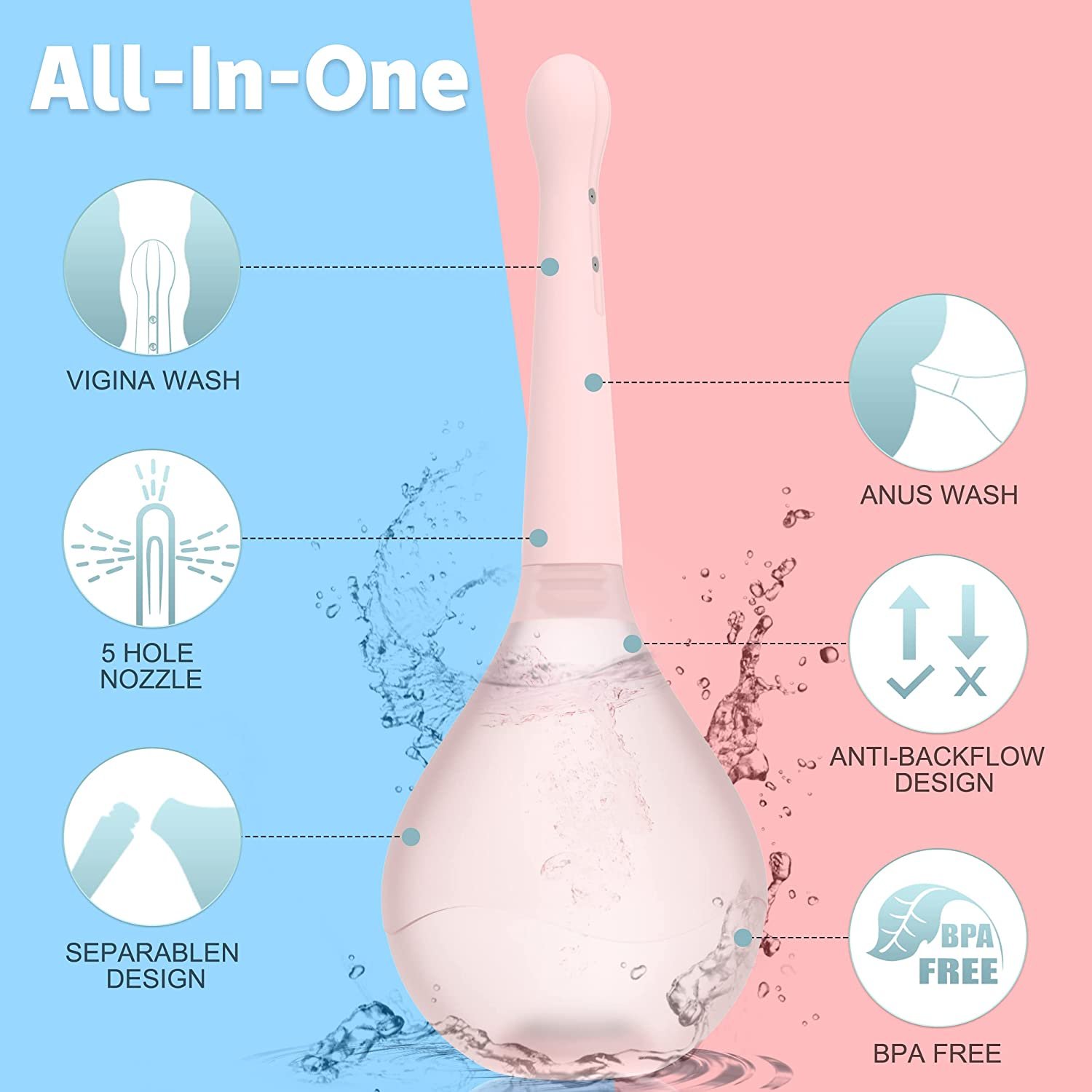 Cleaner Sex Toys for Gay Enema Cleaner Tool Silicone Rechargeable Anal Douche Shower Cleaning enemator Anal Cleaner