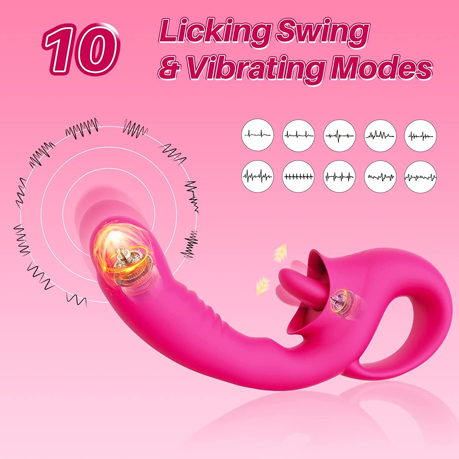YOUNG WILClitoral Licking G Spot Vibrator Realistic Dildo Clitoralis Stimulator 10 Modes Strap-On Dildo Adult Sex Toys for Women