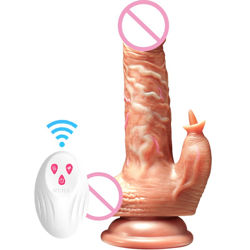 Remote Rechargeable Vibrating Dildo for G Spot Anal Play with 7 Thrusting &7 Vibration Realistic Thrusting Vibrator Sex Toy
