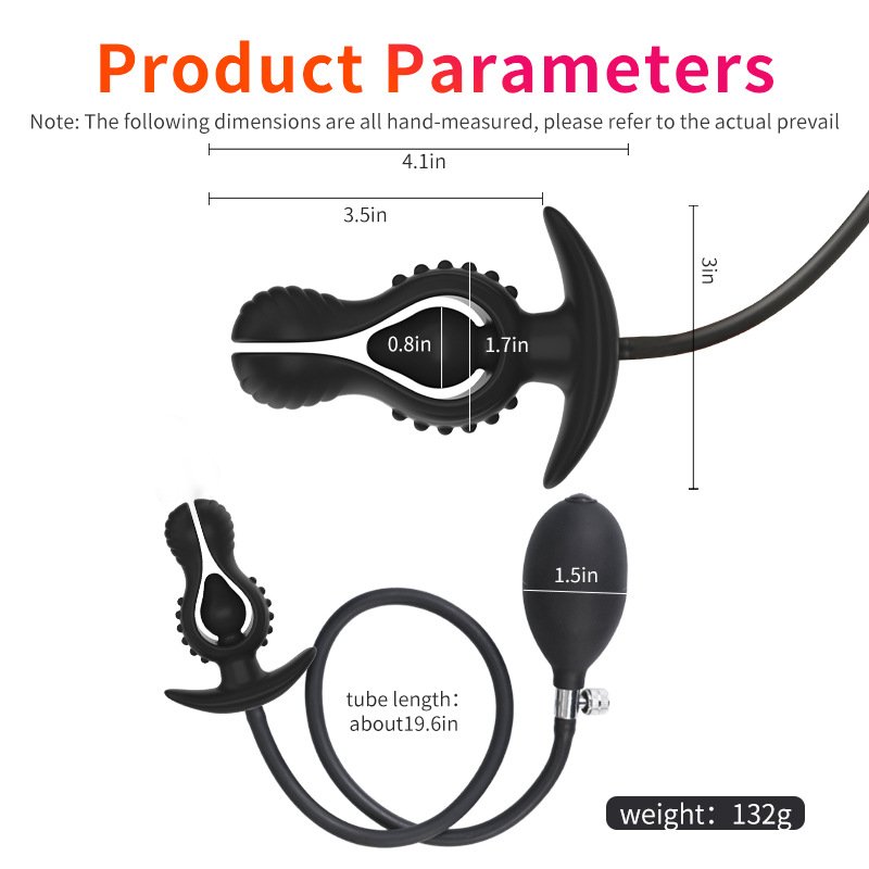 Soft Large Black Pump Up Air-filled Inflatable Dildo Butt Plug Anal Dilator Anus Massager Expandable Anal Plug
