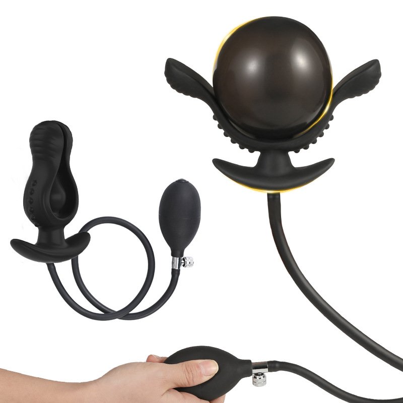 Soft Large Black Pump Up Air-filled Inflatable Dildo Butt Plug Anal Dilator Anus Massager Expandable Anal Plug