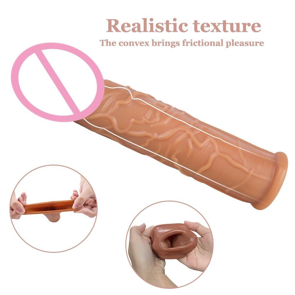 High Quality Remote Control Sex Toys For Men Silicone Male Penis Extender Vibrating Penis Reusable Tpe Dildos Condom
